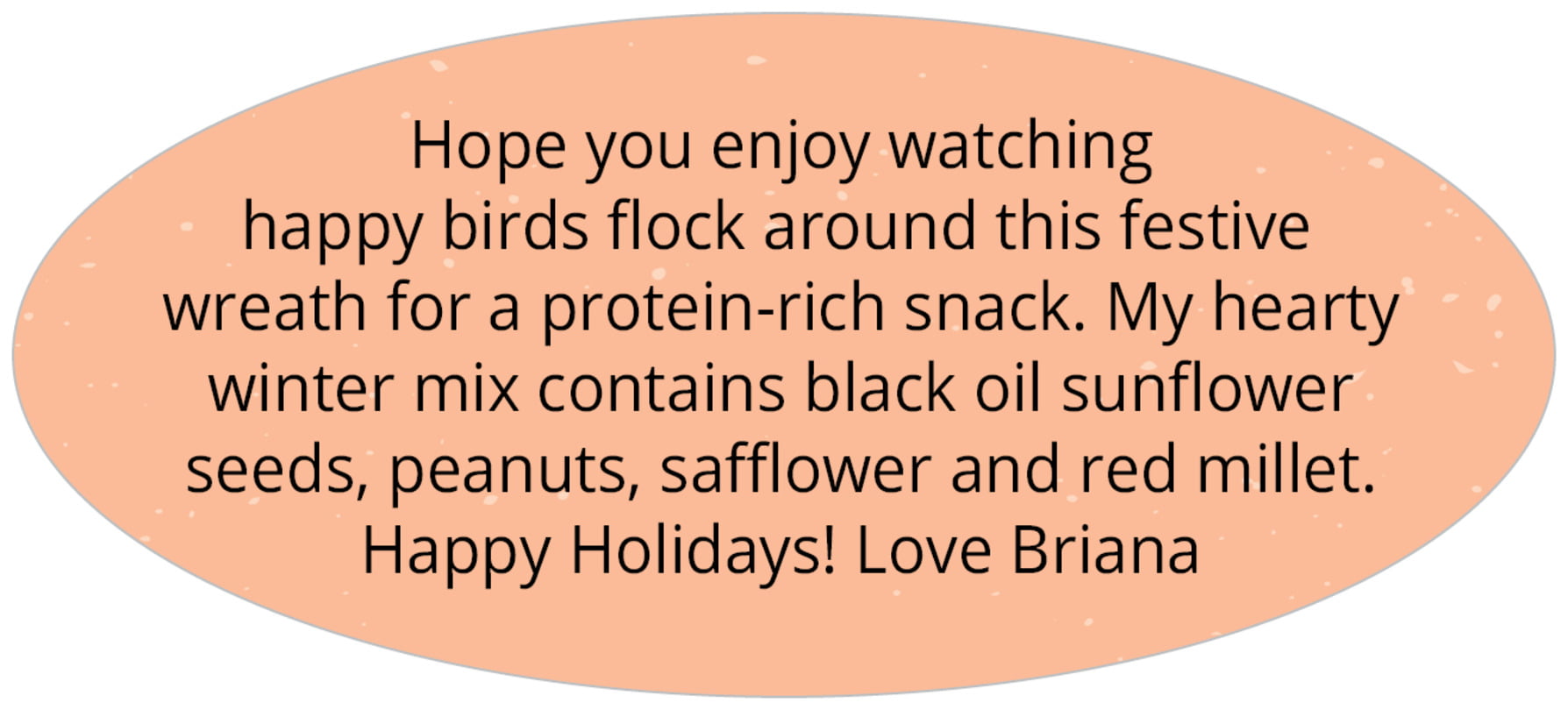small oval custom text labels - peach - merry birdies (set of 30)