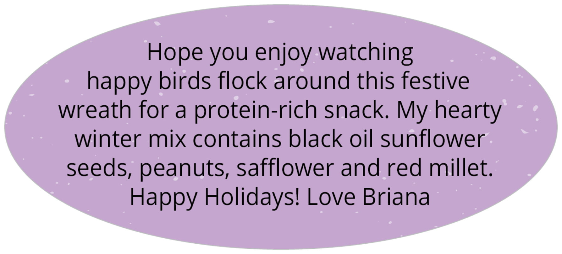 small oval custom text labels - purple - merry birdies (set of 30)