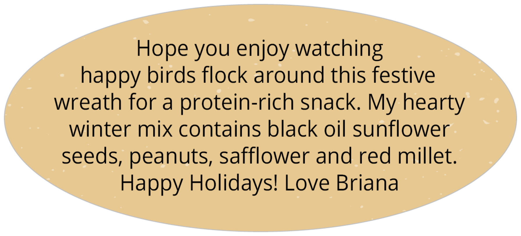 small oval custom text labels - deep gold - merry birdies (set of 30)