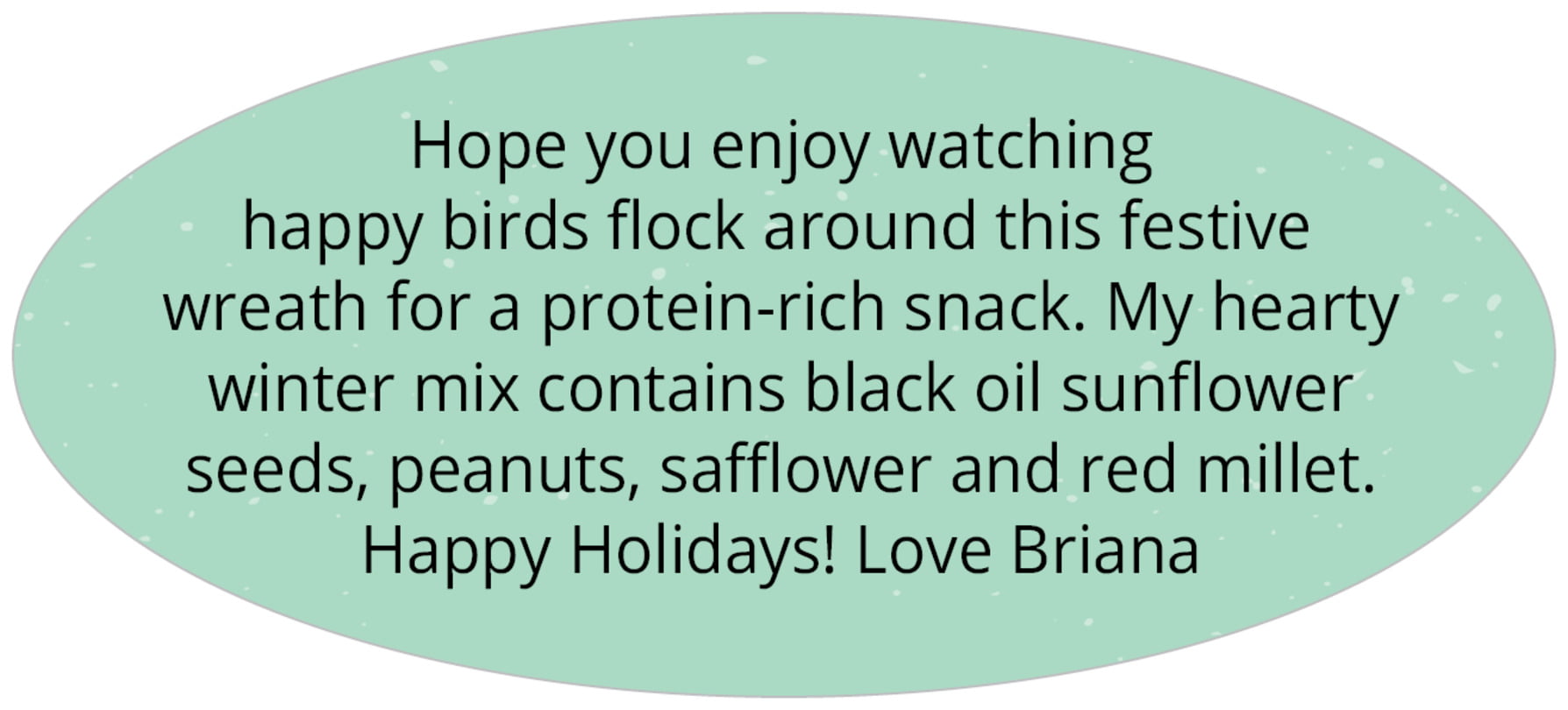 small oval custom text labels - mint - merry birdies (set of 30)