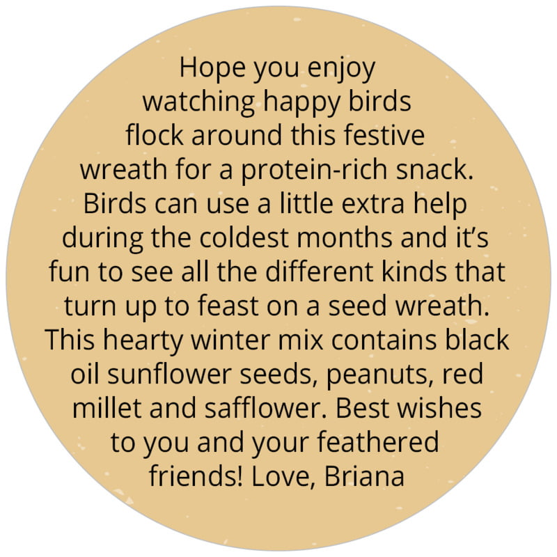 circle custom text labels - deep gold - merry birdies (set of 20)